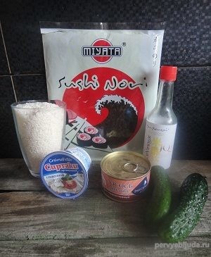 продукты для роллов с копченым лососем